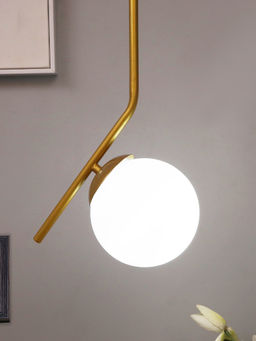 Homesake - Metal Pendant White Frost Glass Golden Tilt L