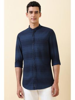 Allen Solly - Men Navy Blue Stripe Full Sleeves Casual Shirt