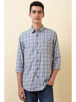 Allen Solly - Men Light Blue Checks Full Sleeves Casual Shirt