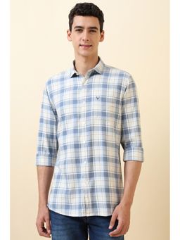 Allen Solly - Men Light Blue Checks Full Sleeves Casual Shirt
