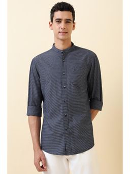 Allen Solly - Men Navy Blue Stripe Full Sleeves Casual Shirt