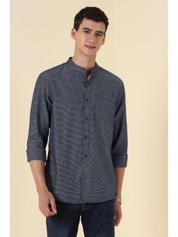 Allen Solly - Men Navy Blue Stripe Full Sleeves Casual Shirt