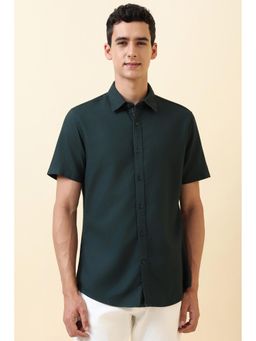Allen Solly - Men Green Textured Half Sleeves Casual Shirt