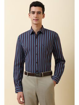 Allen Solly - Men Maroon Stripe Full Sleeves Formal Shirt