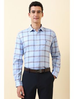 Allen Solly - Men Light Blue Checks Full Sleeves Formal Shirt