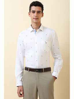 Allen Solly - Men White Embroidered Full Sleeves Formal Shirt