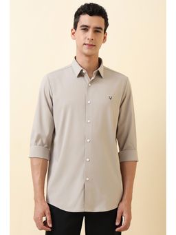 Allen Solly - Men Beige Solid Full Sleeves Casual Shirt