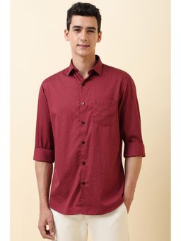 Allen Solly - Men Maroon Print Full Sleeves Casual Shirt