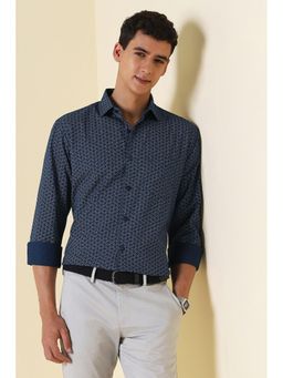 Allen Solly - Men Navy Blue Print Full Sleeves Casual Shirt