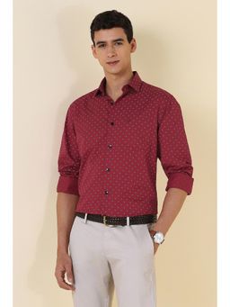 Allen Solly - Men Maroon Print Full Sleeves Casual Shirt