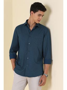 Allen Solly - Men Navy Blue Print Full Sleeves Casual Shirt