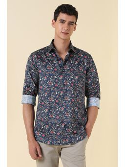 Allen Solly - Men Navy Blue Print Full Sleeves Casual Shirt