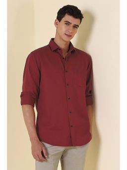 Allen Solly - Men Maroon Solid Full Sleeves Casual Shirt
