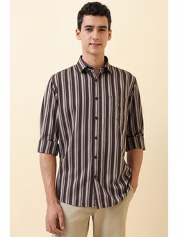 Allen Solly - Men Brown Stripe Full Sleeves Casual Shirt