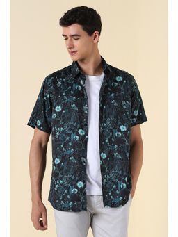 Allen Solly - Men Black Print Half Sleeves Casual Shirt