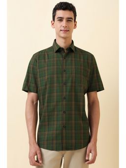 Allen Solly - Men Green Checks Half Sleeves Casual Shirt