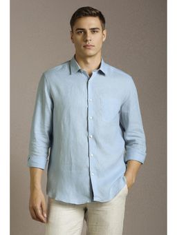 Louis Philippe - Men Light Blue Textured Full Sleeves Casual Shirt
