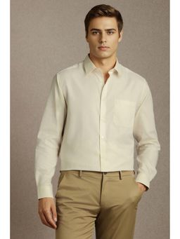 Louis Philippe - Men Beige Textured Full Sleeves Formal Shirt