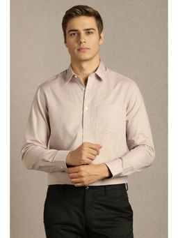 Louis Philippe - Men Beige Textured Full Sleeves Formal Shirt