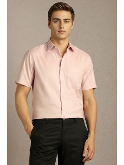 Louis Philippe - Men Peach Solid Half Sleeves Formal Shirt