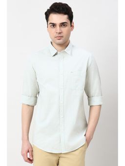 Peter England - Men Green Slim Fit Stripe Full Sleeves Casual Shirt