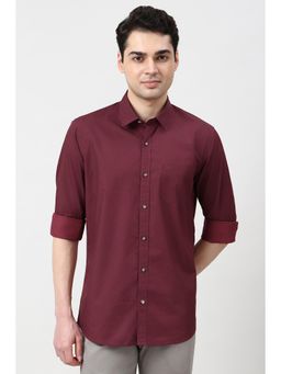 Peter England - Men Maroon Slim Fit Print Full Sleeves Casual Shirt