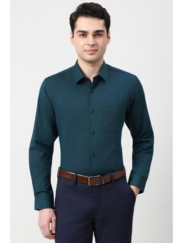 Peter England - Men Teal Slim Fit Full Sleeves Formal Shirt