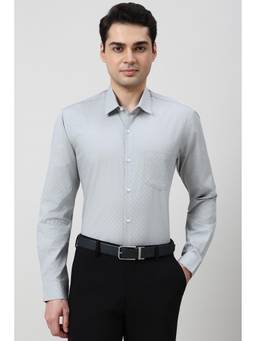 Peter England - Men Grey Nuvo Fit Full Sleeves Formal Shirt