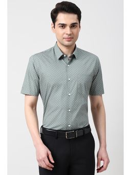 Peter England - Men Green Nuvo Fit Half Sleeves Formal Shirt