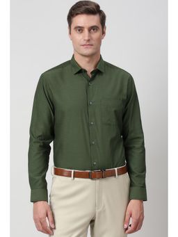 Peter England - Men Green Slim Fit Full Sleeves Formal Shirt