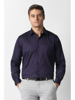 Van Heusen - Men Purple Textured Full Sleeves Formal Shirt