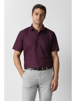 Van Heusen - Men Purple Solid Half Sleeves Formal Shirt