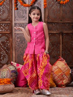 PSPeaches - Girls Pink Kurti With Dhoti Pants (Set of 2)