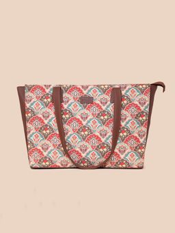 Zouk - Women Multicolor Printed Jute Structured Tote Bag