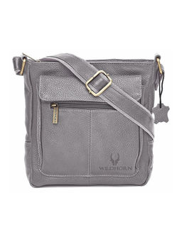 WILDHORN - Grey Classic Leather Sling Bag for Men I Office Bags I Travel Bags I Adjustable Strap