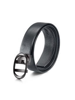 Lapis Bard - Nova Gunmetal Buckle Pebbled Leather Belt - Black