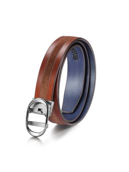 Lapis Bard - Nova Chrome Buckle Dual Toned Leather Belt - Brown