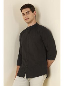 Allen Solly - Men Black Ultra Slim Fit Solid Full Sleeves Casual Shirt