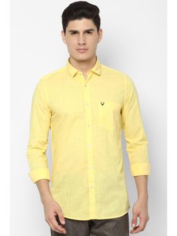 Allen Solly - Men Yellow Slim Fit Solid Full Sleeves Casual Shirt
