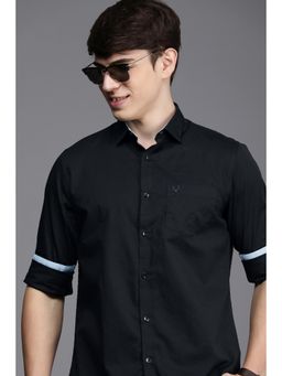 Allen Solly - Men Black Slim Fit Solid Full Sleeves Casual Shirt