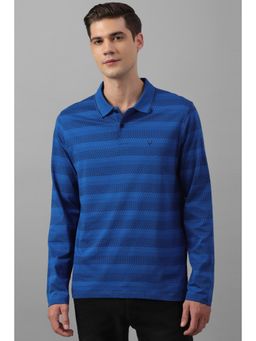 Allen Solly - Men Blue Stripe Polo Neck T-Shirt