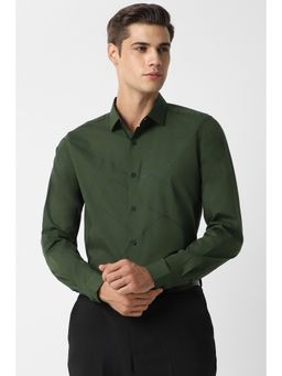 Allen Solly - Men Olive Slim Fit Solid Full Sleeves Formal Shirt