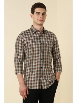 Allen Solly - Mens Brown Slim Fit Check Full Sleeves Casual Shirt