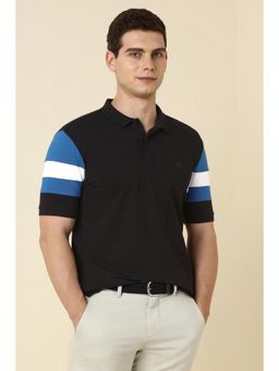 Allen Solly - Men Black Collar Neck Polo T-Shirt