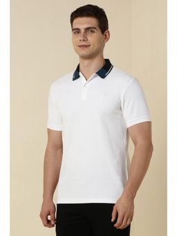 Allen Solly - Men White Solid Collar Neck Polo T-Shirt