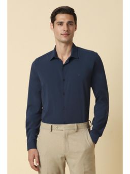 Allen Solly - Men Navy Blue Slim Fit Solid Full Sleeves Formal Shirt