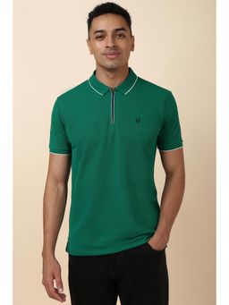 Allen Solly - Men Green Solid Polo Neck T-Shirt