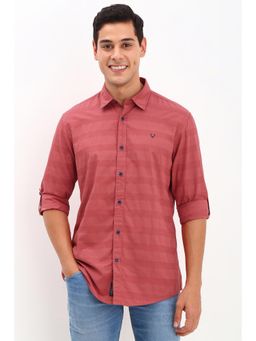 Allen Solly - Men Red Regular Fit Stripe Full Sleeves Casual Shirts