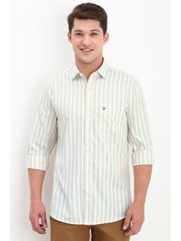 Allen Solly - Men Beige Slim Fit Stripe Full Sleeves Casual Shirts