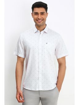 Allen Solly - Men White Slim Fit Print Half Sleeves Casual Shirt